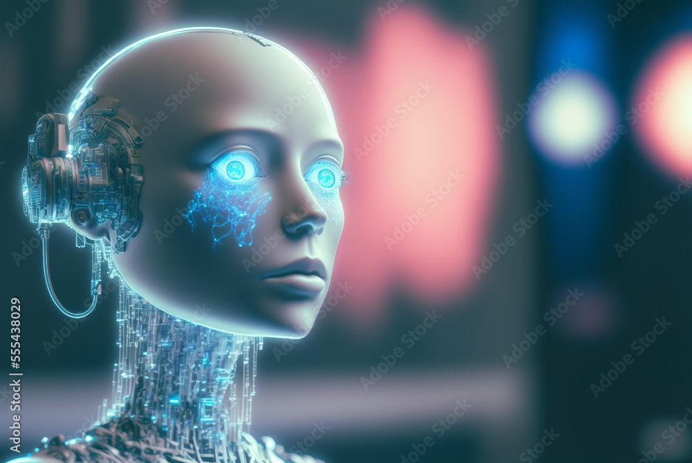 Generative ai illustration sci-fi futuristic humanoid robot. Generative ai illustration sci-fi futuristic humanoid robot.
