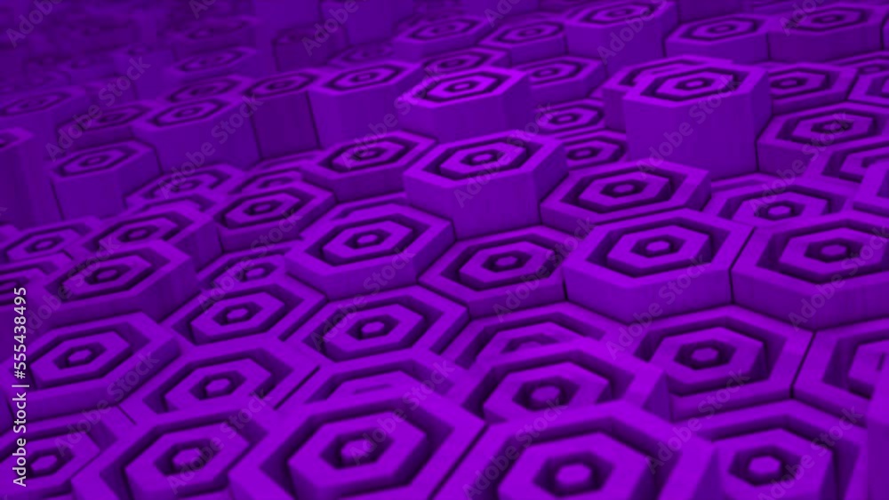 purple color wooden texture hexagonal block moving up and down purple color wooden texture hexagonal block moving up and down