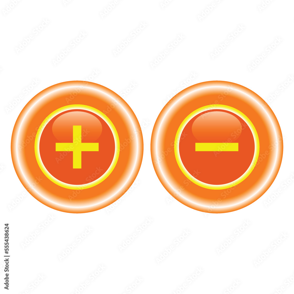 Obraz premium Vector illustration of plus button and minus button