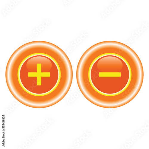 Vector illustration of plus button and minus button