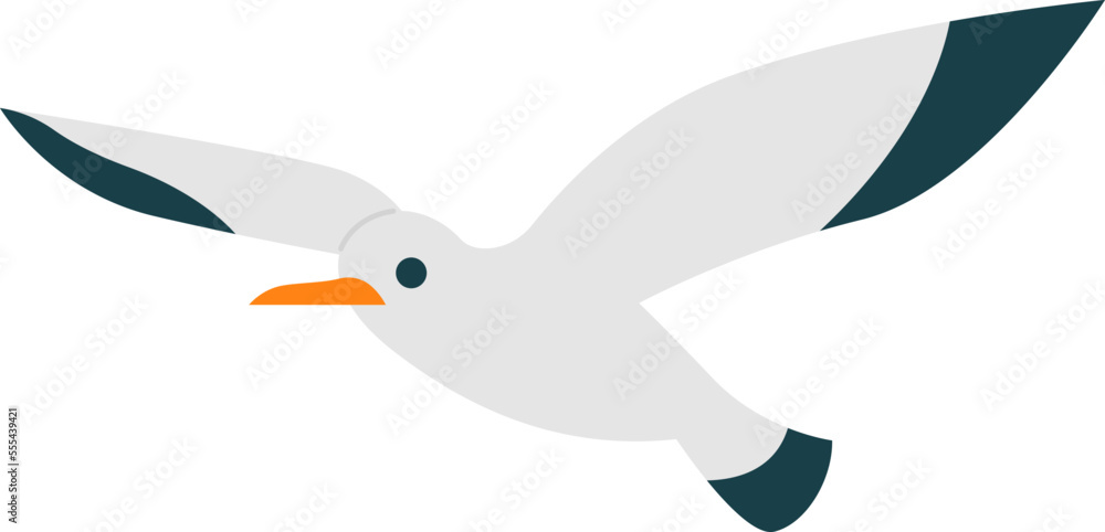 Seagull bird fly flat icon Freedom Open wings Seagull bird fly flat icon Freedom Open wings