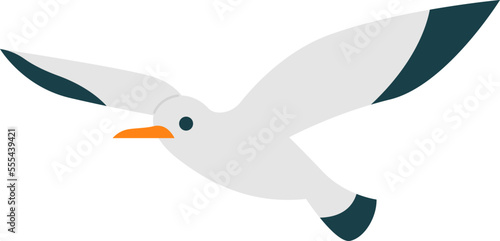 Seagull bird fly flat icon Freedom Open wings