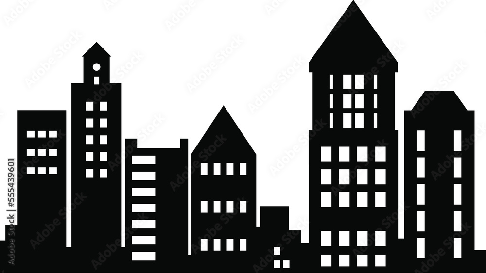 Building   illustrations of a silhouette of city structures in outlines beneath different developments are utilized in high-rise and low-rise outlines urban 