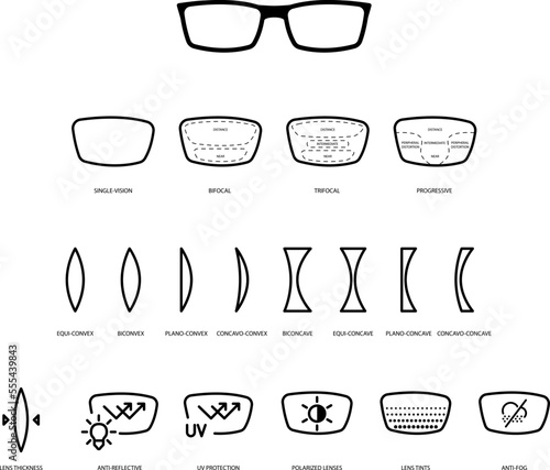 Type of eyeglasses icon set , vector illustration