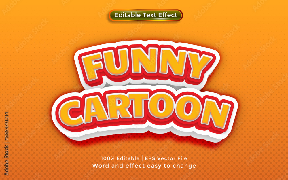 Cartoon text, 3D style text effect Stock Vector | Adobe Stock