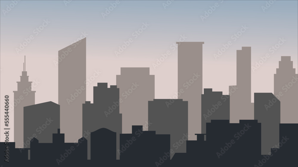 Downtown city skyline silhouette vector design