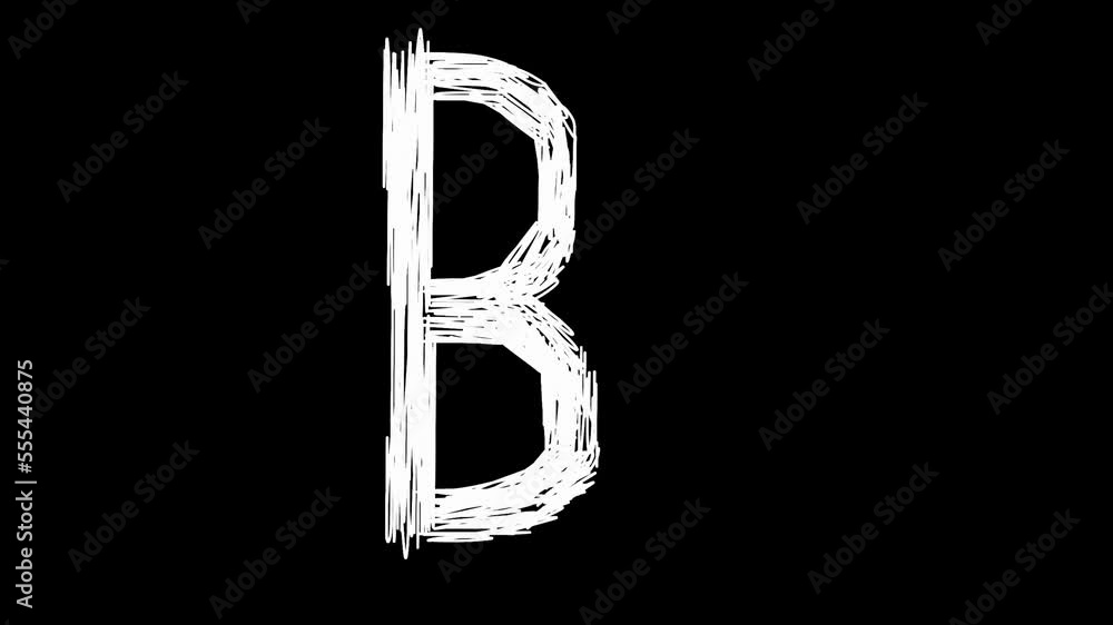 Hand drawn letter B vibrates fast on black background Hand drawn letter B vibrates fast on black background