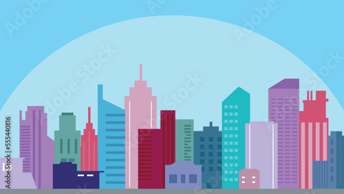 Skyscraper colourful building vector illustration