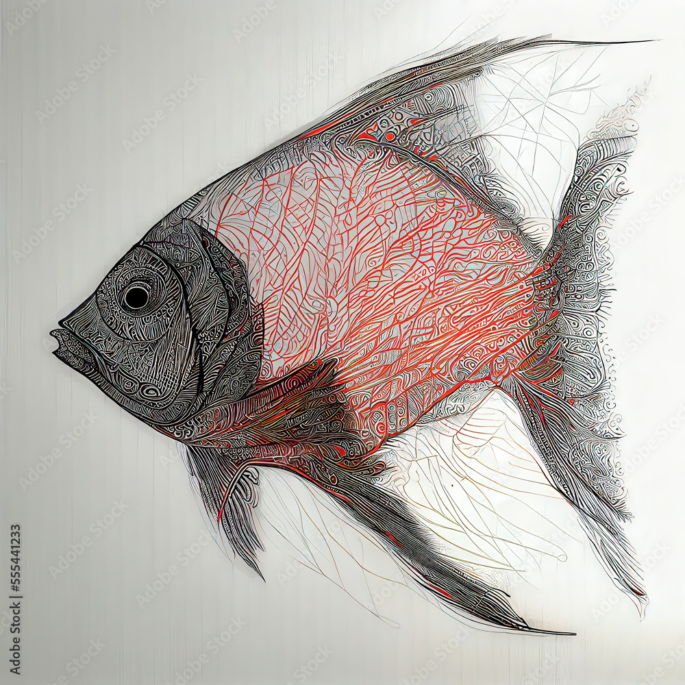 String art fish, generative ai ilustración de Stock