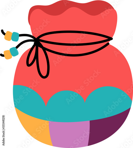 Traditional Korean color New Year Lucky Bag or Seollal Fortune Pocket or Bokjumeoni. Pukchumoni Art vector illustration for Lunar photo