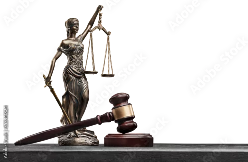 Obraz Brown justice statue with scale and wooden gavel