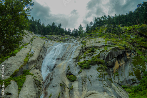 Beautiful waterfall on a rocky peak 