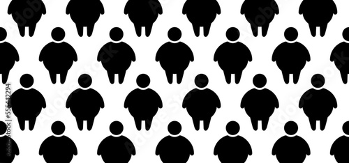 Cartoon world obesity day or celebration. Obese people on unhealthy with BMI, overweight, obesity problem. Fat, calories man or woman. Body mass index. Causes of the disease banner.
