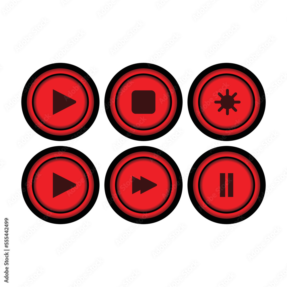 Vector illustration of computer media icon button Vector illustration of computer media icon button