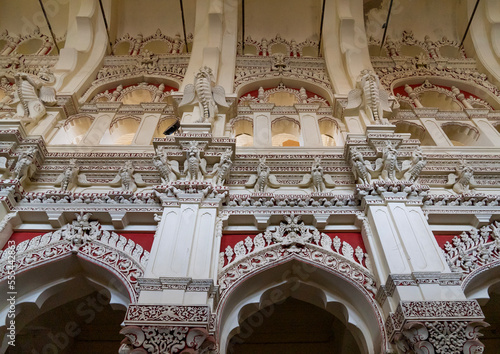 Thirumalai Nayakar Palace ceiling, Tamil Nadu, Madurai, India photo