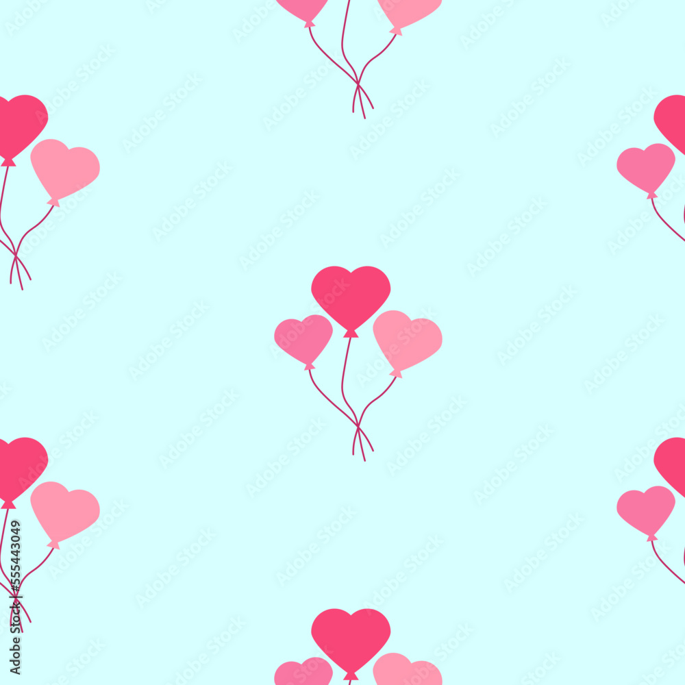 Air balloons hearts, seamless pattern, vector. Air balloons hearts on a blue background. Pattern Happy Valentine's Day. Air balloons hearts, seamless pattern, vector. Air balloons hearts on a blue background. Pattern Happy Valentine's Day.