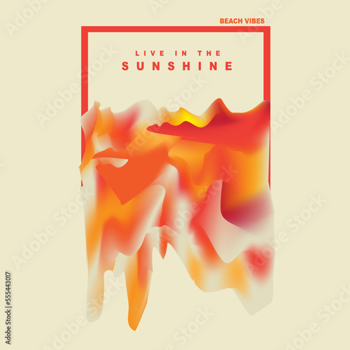 Beach Vibes Sunshine Colourful Distortion Melt Graphic design poster t shirt Print Vector
