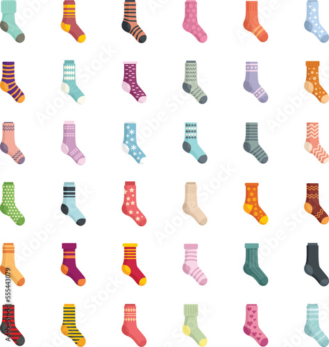 Socks icons set. Flat set of socks vector icons for web design isolated