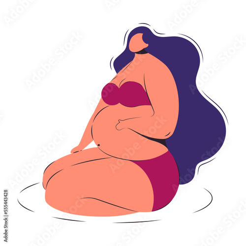 Pregnant girl in flat style, expectant mother, vector isolated illustration