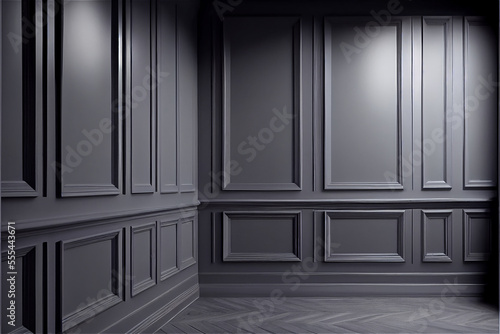 gray lacquered wall with wainscoting ideal for backgrounds photo