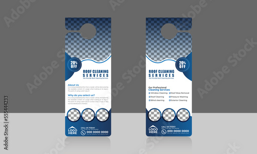 Cleaning service door hanger design template, hotel knob design. vector door hanger.