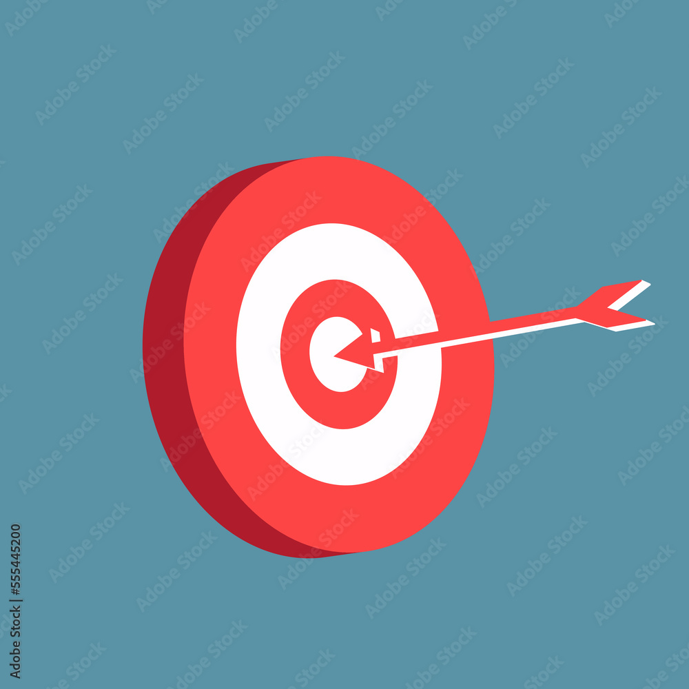 abstract red and white target, goal, aim object in vector illustrations. the target for archery sports or business marketing goal. target focus symbol sign