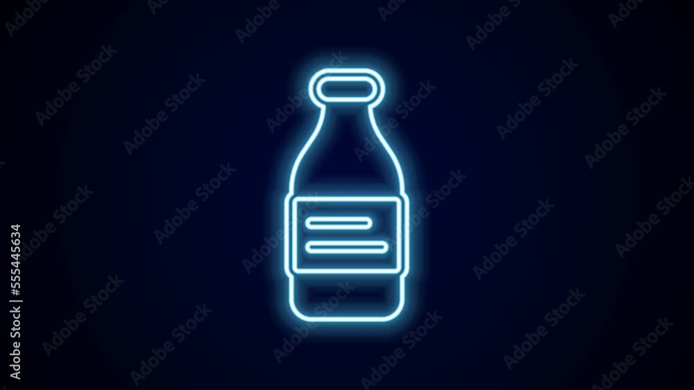 Glowing neon line Bottle of water icon isolated on black background. Soda aqua drink sign. 4K Video motion graphic animation Glowing neon line Bottle of water icon isolated on black background. Soda aqua drink sign. 4K Video motion graphic animation