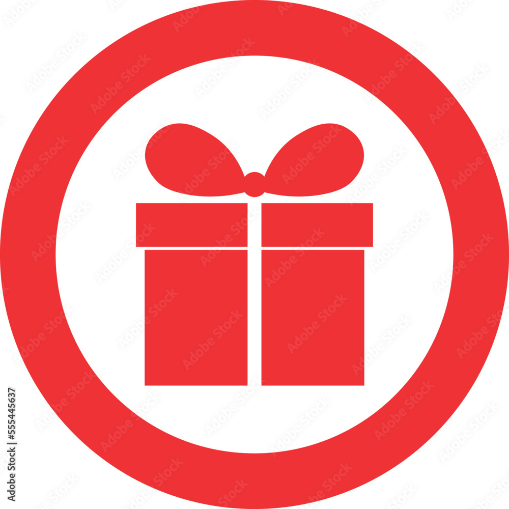 Red gift in a circle without background vector