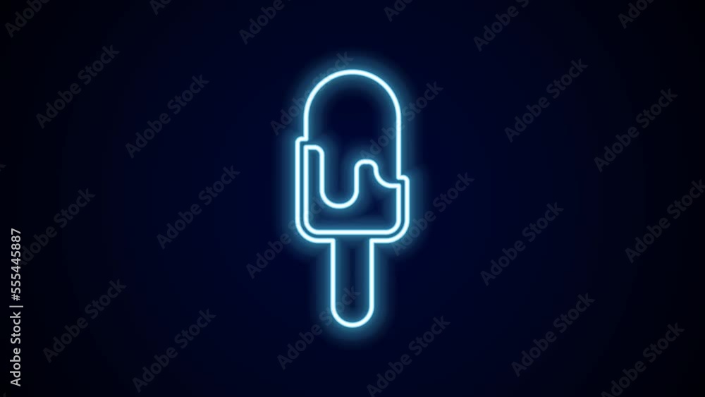 Glowing neon line Ice cream icon isolated on black background. Sweet symbol. 4K Video motion graphic animation Glowing neon line Ice cream icon isolated on black background. Sweet symbol. 4K Video motion graphic animation