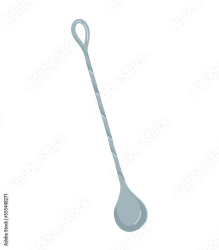 Bar spoon for cocktails. Spoon vector illustration

