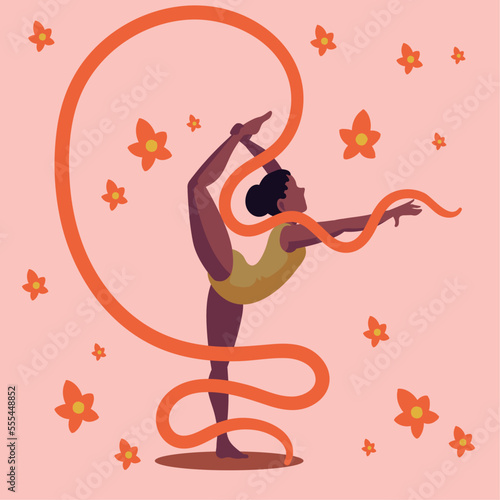 girl gymnast with ribbon