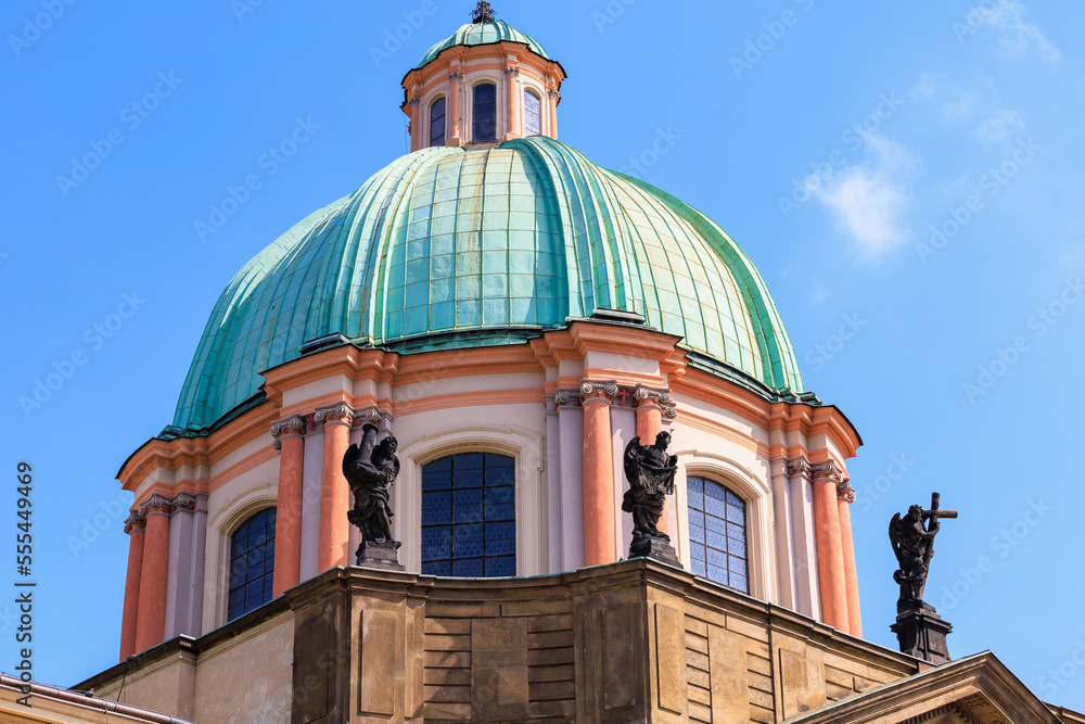 Dome of the church. Religious travel background with selective focus
