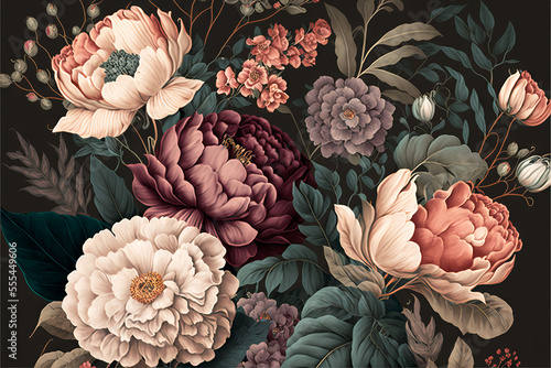 Floral patterns with muted elegant color palettes
Generative ai