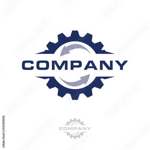 Gear logo emblem design template, recycle icon vector design