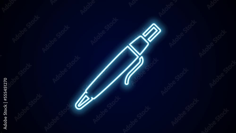 Glowing neon line Pen icon isolated on black background. 4K Video motion graphic animation Glowing neon line Pen icon isolated on black background. 4K Video motion graphic animation