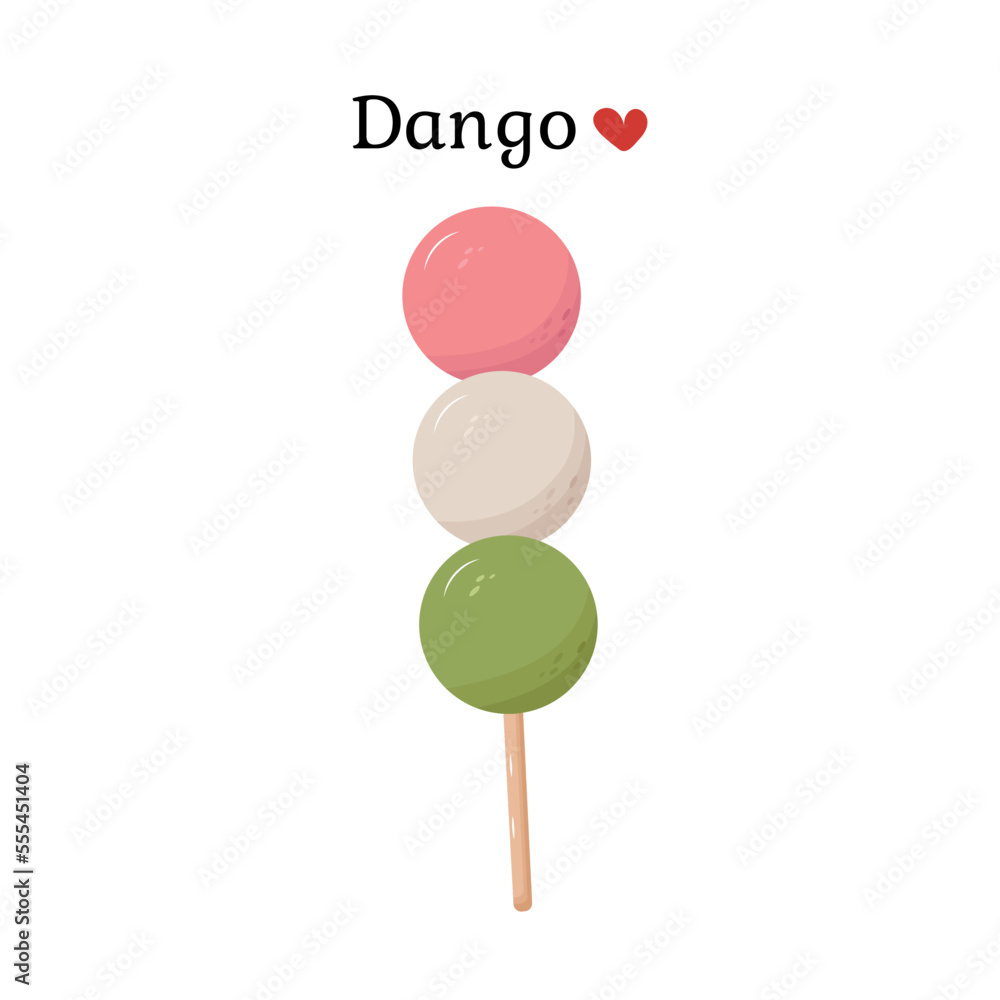 Dango. Japanese Dango dessert. Dango vector illustration on white background. Dango. Japanese Dango dessert. Dango vector illustration on white background.