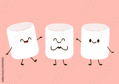 Marshmallow cartoon. marshmallow character design. Marshmallow vector.