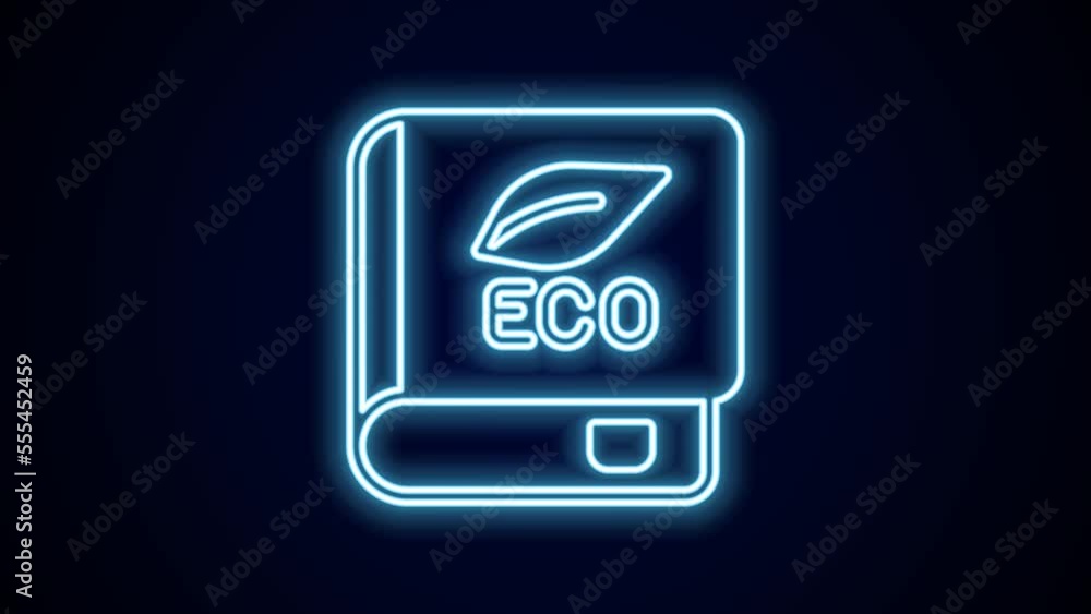 Glowing neon line Book about ecology icon isolated on black background. Biology book. 4K Video motion graphic animation Glowing neon line Book about ecology icon isolated on black background. Biology book. 4K Video motion graphic animation