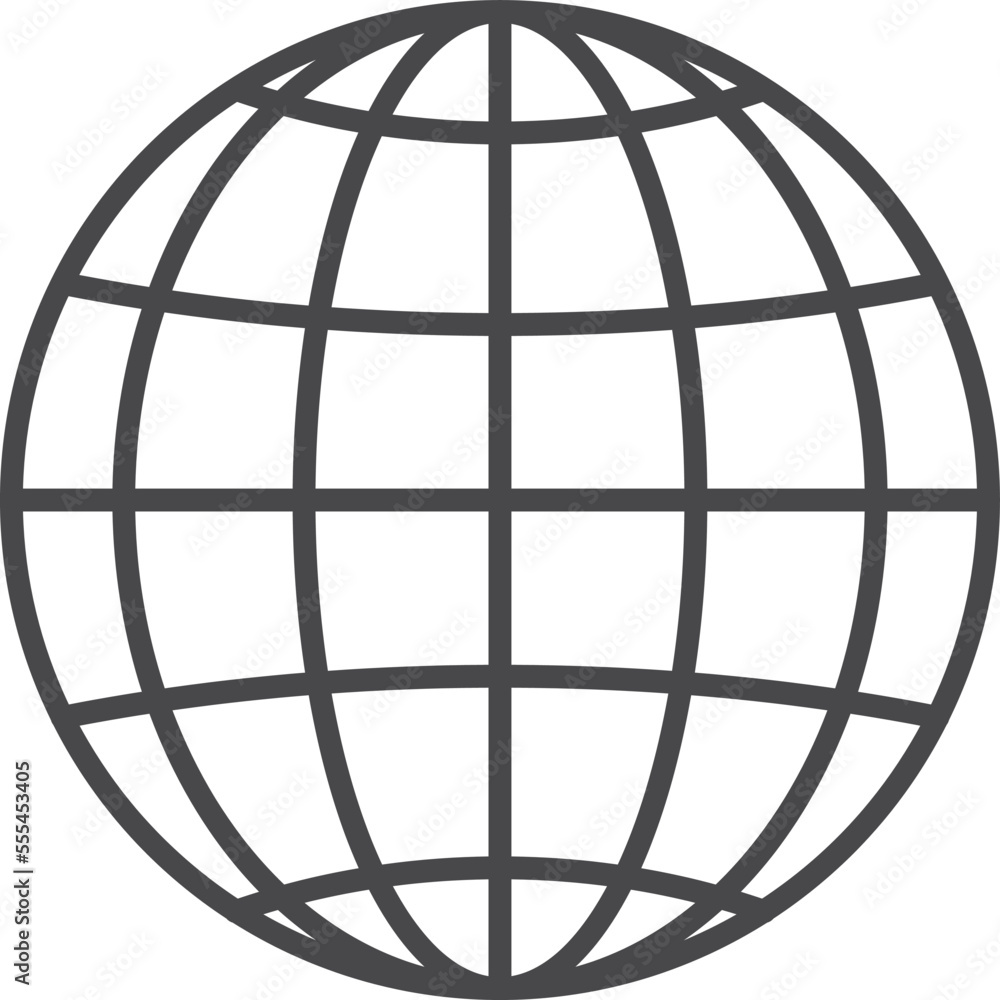 Worldwide line icon. World map round grid Worldwide line icon. World map round grid