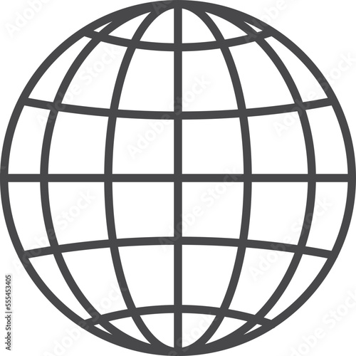 Worldwide line icon. World map round grid