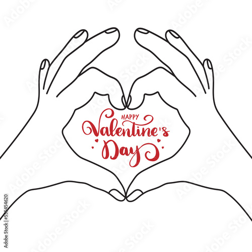 Two hands making heart sign.Vector illustration with heart hands