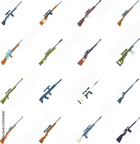 Sniper weapon icon flat vector. Army gun. Assault rifle isolated photo
