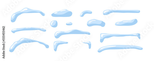 Snow cap set. Winter design elements. Vector Collection of snow caps and snowdrift, snowballs isolated on white background. Seasonal snowy ornament for design and decoration for design. Snow ice caps