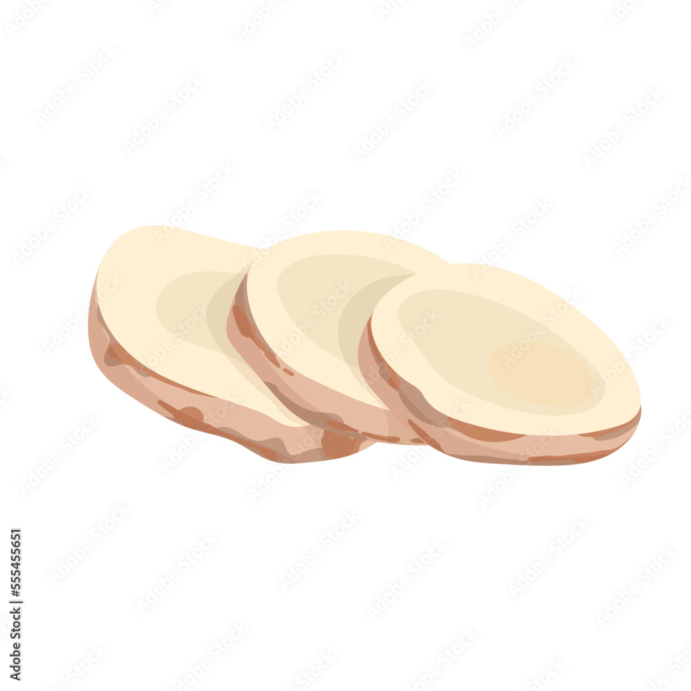 Obraz premium Galangal three slices icon. Ginger spice sliced. Thai and Asian cuisine.