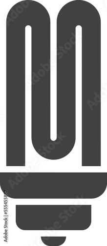 Fluorescent lamp icon. Black electric power light silhouette