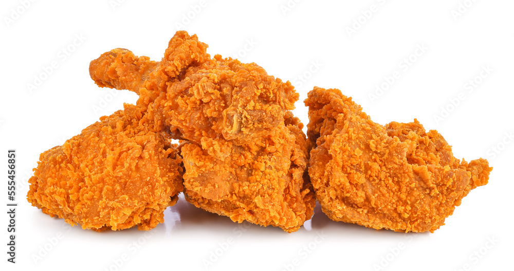 Crispy fried chicken isolated on white background. Crispy fried chicken isolated on white background.