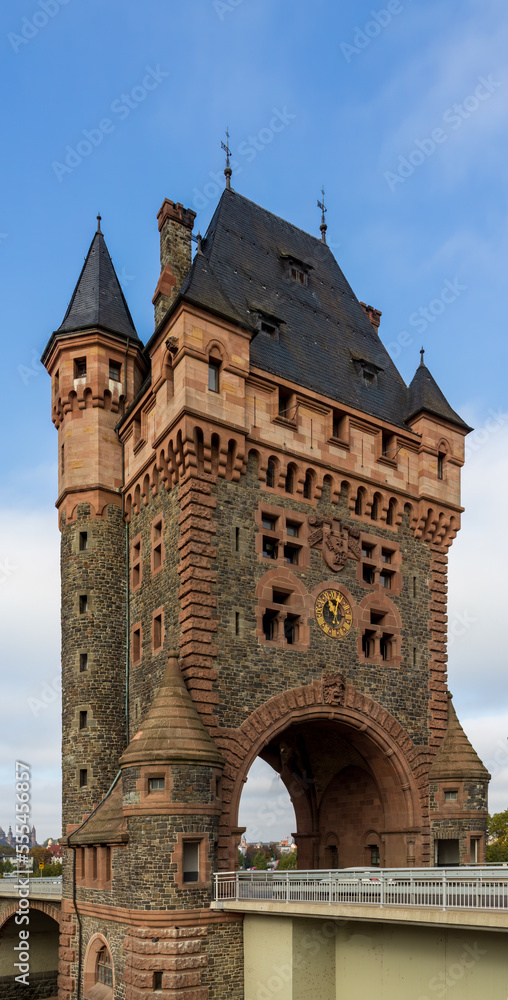 Street leading through the Niebelungen Tower in Worms, Germany, Rhineland, Europe