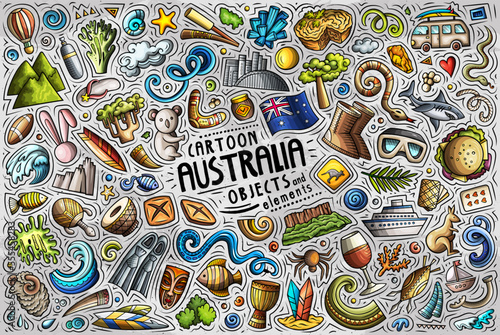 Set of Australian traditional symbols and objects