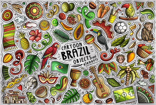 Set of Brazil traditional symbols and objects