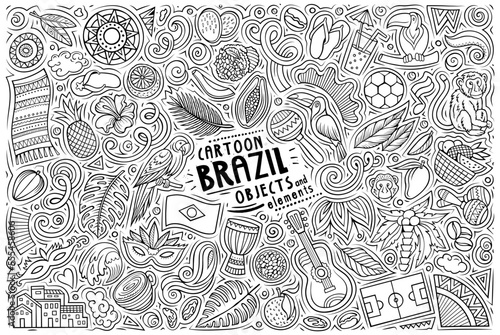 Set of Brazil traditional symbols and objects